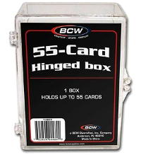 BCW 55-Card Hinged Box - Caja de plástico para 55 cromos