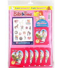 Bibi & Tina Pferdestarkes Sticker-Album - Multipack de 7 sobres + 20 Tattoos