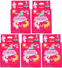 Panini Unicorns Sticker + Cards 2023 - 5 x Eco-Blister (=40 Sobres + 5 LE Cards)
