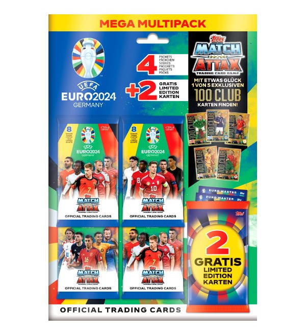Topps EURO 2024 Match Attax Trading Cards 100 CLUB MEGA Multipack