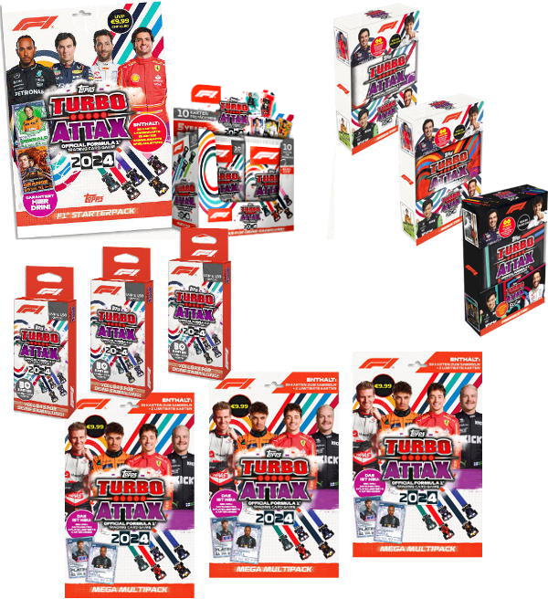 Topps Turbo Attax Formel 1 2025 Mega Tin Box | 56 Sammelkarten Inkl. Limitierte Editionen